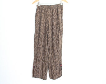 vintage 80s brown & black loose festival pants #0498