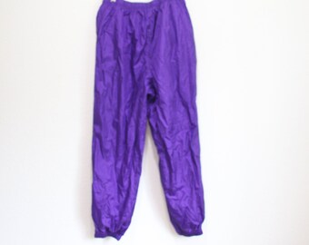 vintage 90s purple baggy jogger track pants w/pockets #0686