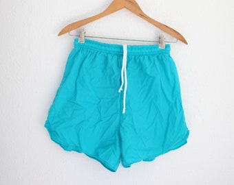 vintage 80 turquoise baggy short shorts small  #018