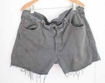vintage 90s levis 501 faded gray  cut off  jean shorts 36 #0180