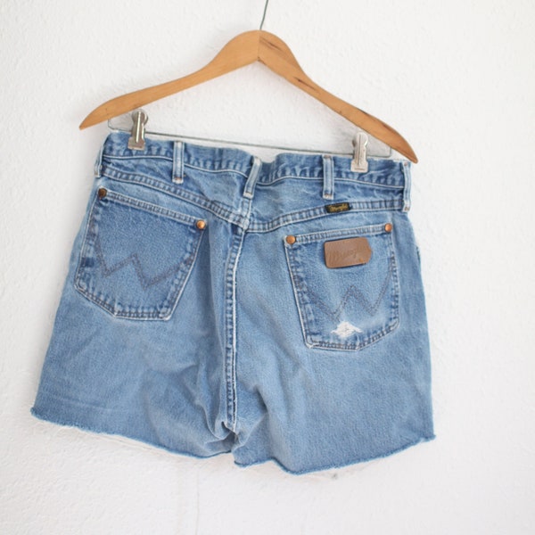 vintage 1980's  wrangler western cut off jean shorts 35 #0194