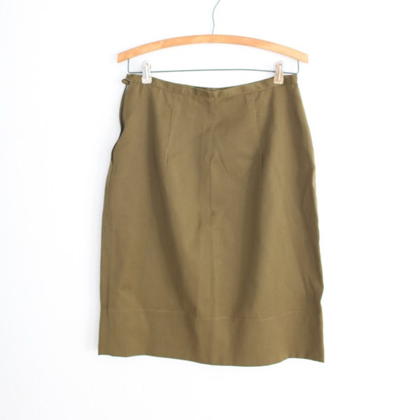 vintage olive green pencil  skirt 28 #0700