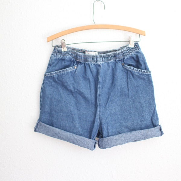 vintage 90s paperbag cuffed denim jean shorts  #0314