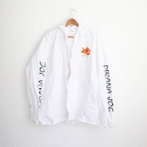 vintage  roatan honduras white drawstring windbreaker jacket #0743