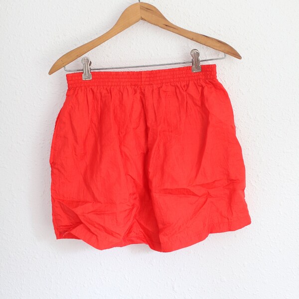 vintage 1980s red baggy high rise athletic  shorts w/pockets #0617