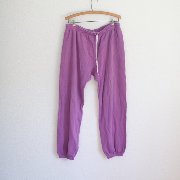 vintage 80s purple sweat pants drawstring sweats #0103