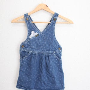 vintage 80s osh kosh b'gosh jean denim lace overalls jumper dress  4/5 #0759