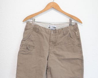 vintage  columbia brown khaki industrial gorpcore cut offs shorts #0429