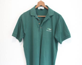 vintage 90s coeur d'alene resort green polo golf shirt S #0358