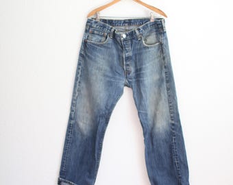 vintage levi's 501 jeans  button fly denim 36 x 30  #0740