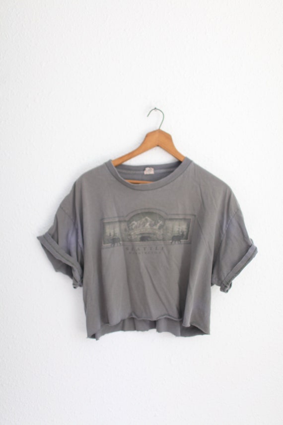 vintage 90s seattle gray  crop top cropped t shirt