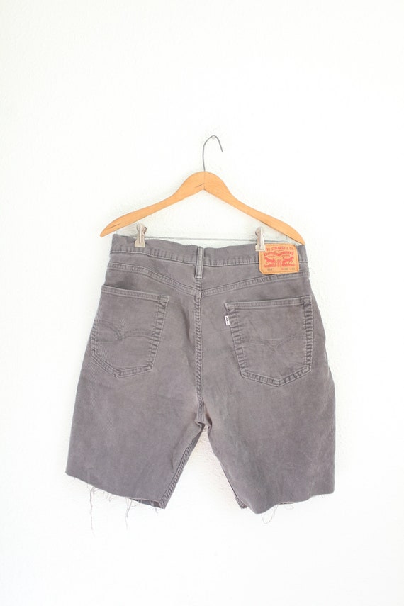 vintage 90s levis 514 gray corduroy cords cut off 