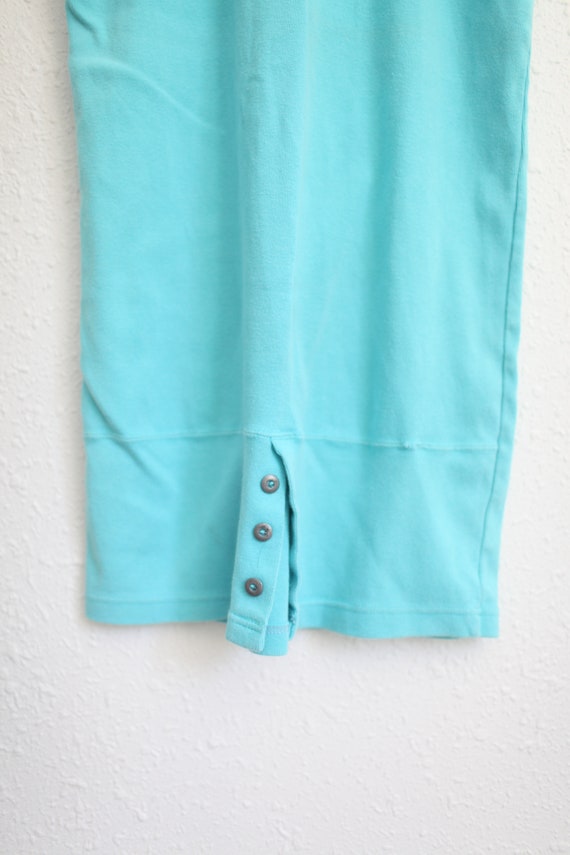 vintage 80s turquoise boxy jersey t shirt dress #… - image 3