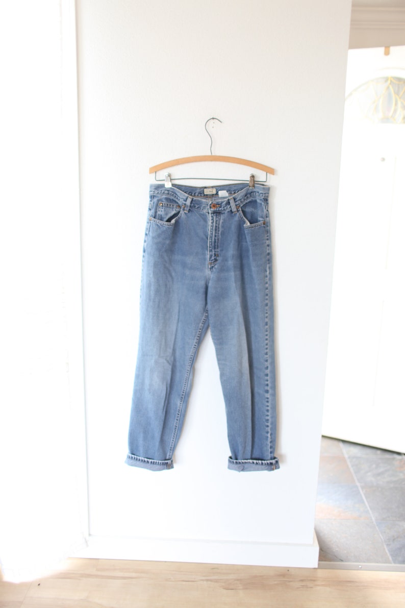 vintage 1980/'s ll bean high rise waist tapered mom jeans denim 32 #0482