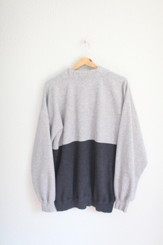 vintage 90s navy bleu &  gray  oversized pullover sweatshirt XL  #0345 View 6