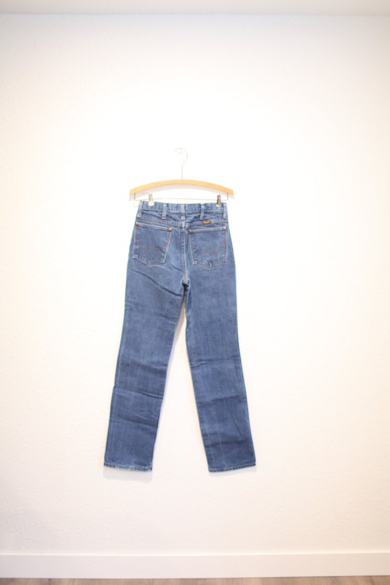 vintage wrangler 1980's  blue  jeans denim 28 x 3… - image 4
