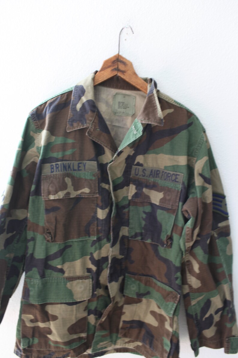 vintage distressed military fatigues camouflage camo green jacket #0196