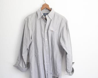 vintage 90s ralph lauren  gray chambray  button shirt XL #041