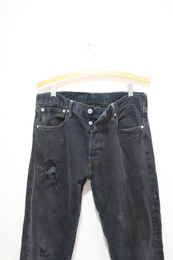 vintage 90s faded black levis 501  jeans denim 33… - image 3