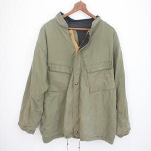 vintage 60s olive green military jacket liner L #0346
