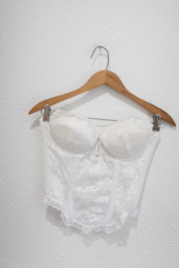 vintage 80s white lace corsette camisole bralette… - image 5