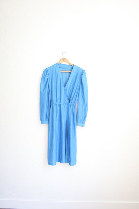 vintage 1980s blue wrap dress dress #0240