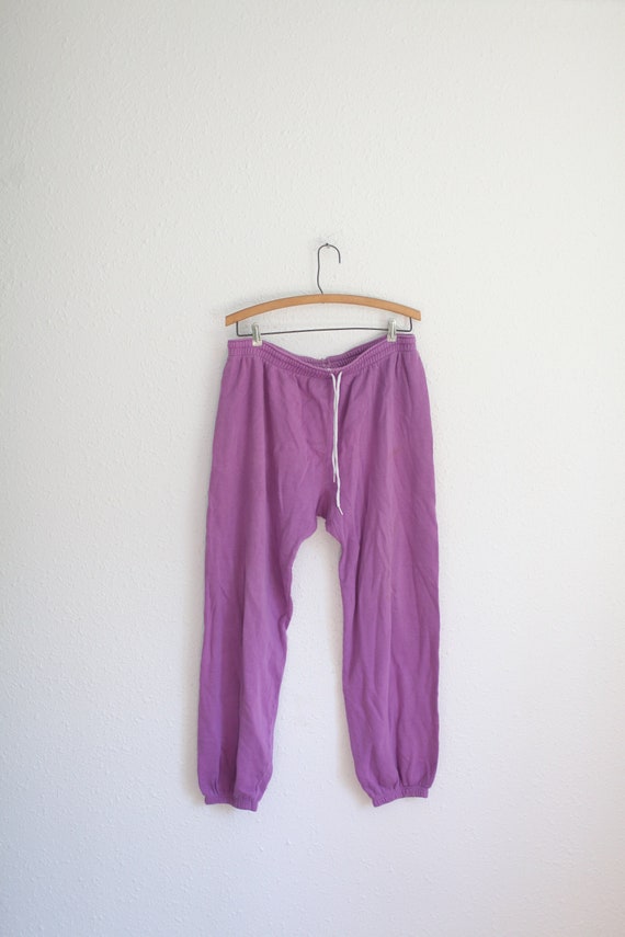 Vintage 80s Purple Sweat Pants Drawstring Sweats 0103 