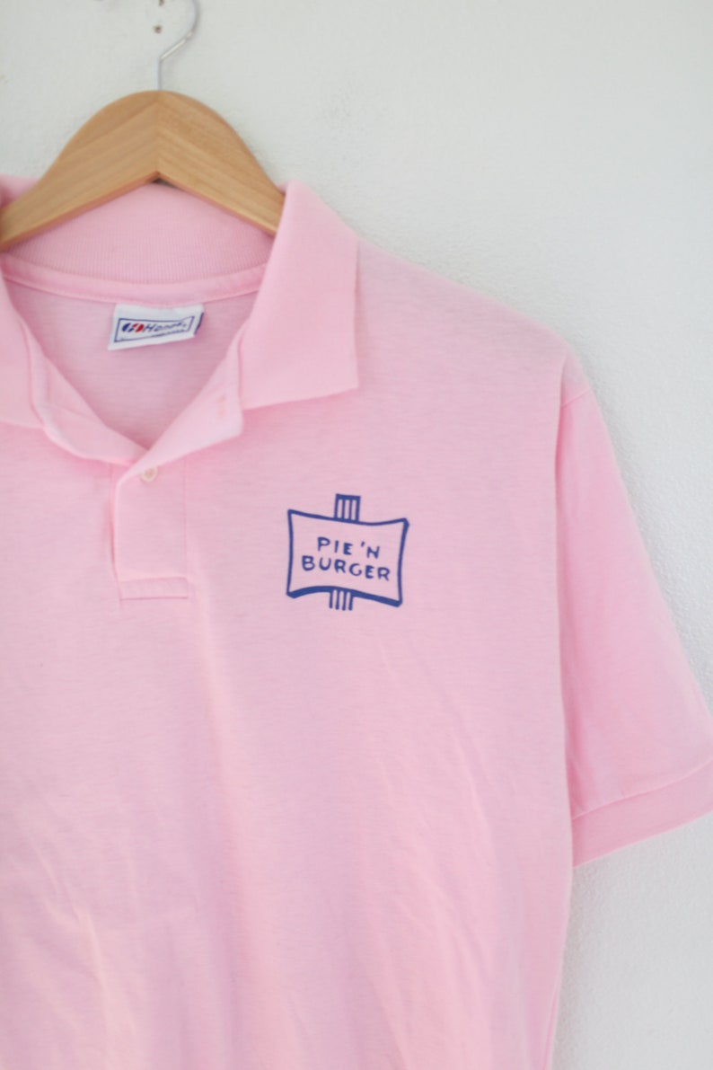 vintage 80/'s pie /'n pig pink polo shirt #0780