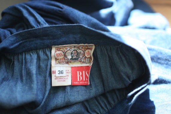 vintage 80s blue denim jean ruffled western skirt… - image 4
