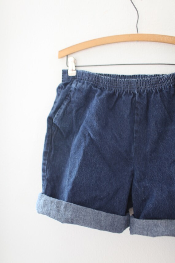 vintage 80s high rise paperbag denim jean shorts … - image 2