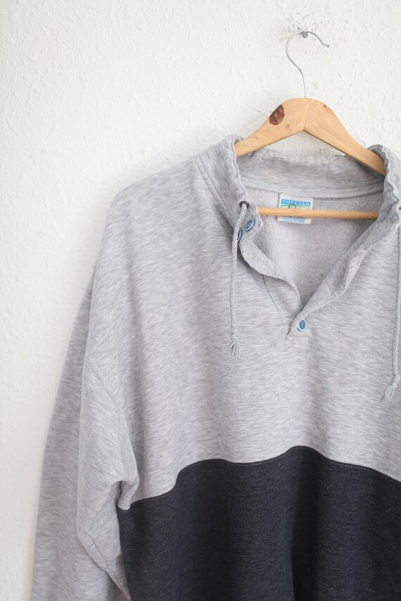 vintage 90s navy bleu &  gray  oversized pullover sweatshirt XL  #0345 View 5