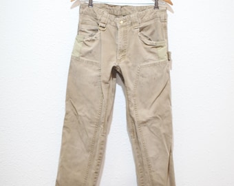 vintage  tan canvas double knee industrial carpenter pants 30 x 32 #0422