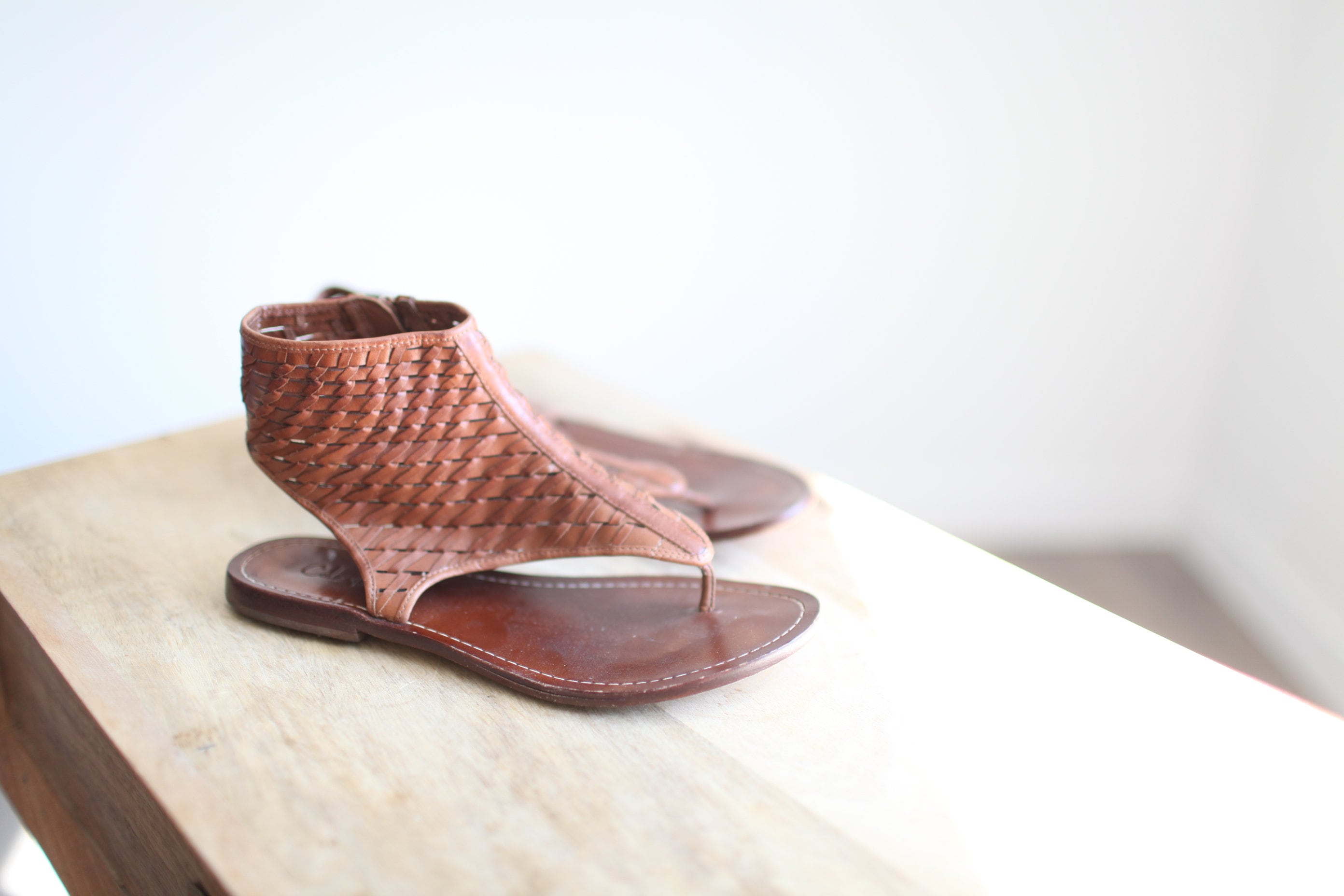 Buy Vintage Cole Haan Woven Brown Leather Strappy Gladiator Online in India  - Etsy
