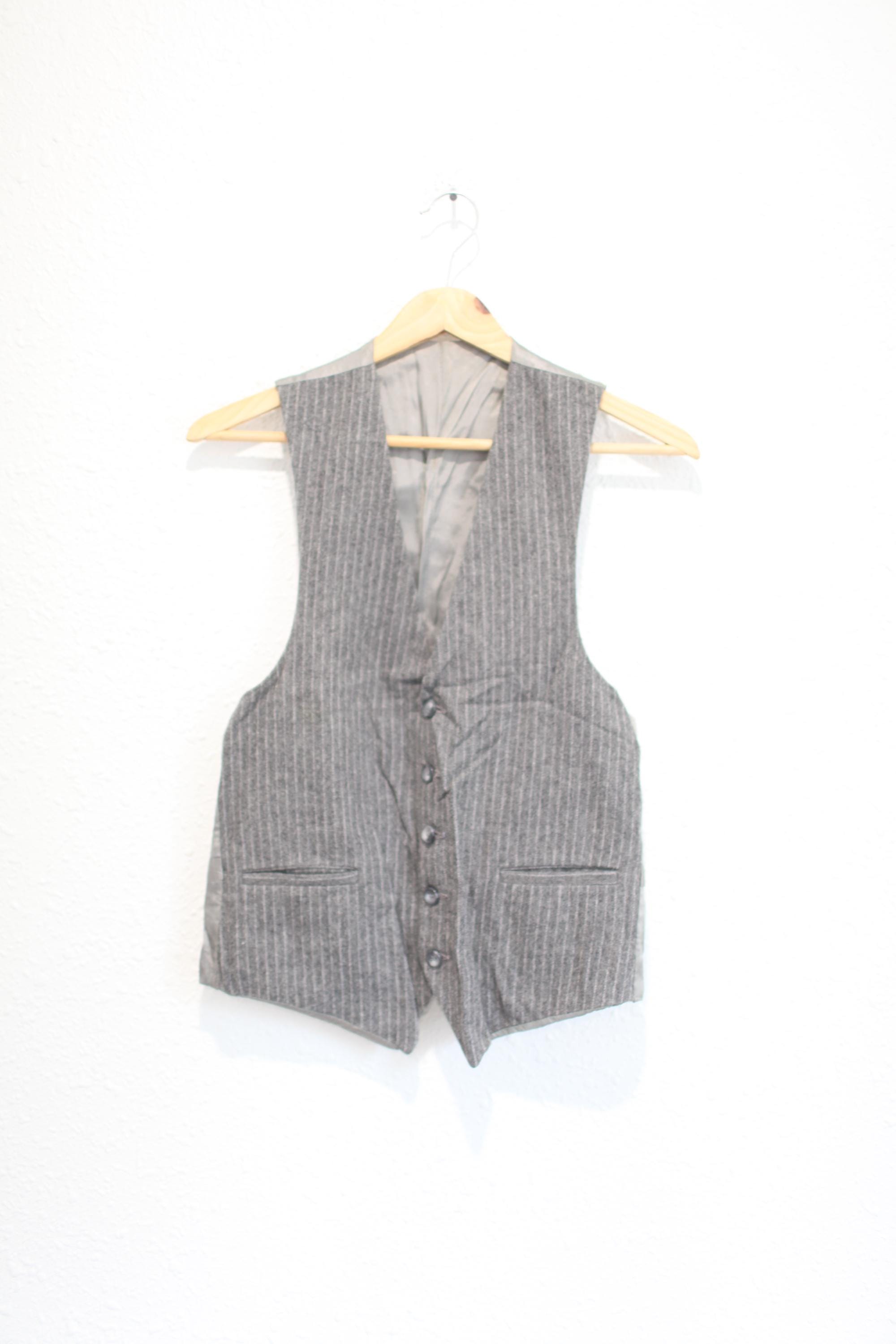 Vintage 80s Gray Pin Stripe Button Vest M #0780 - Etsy