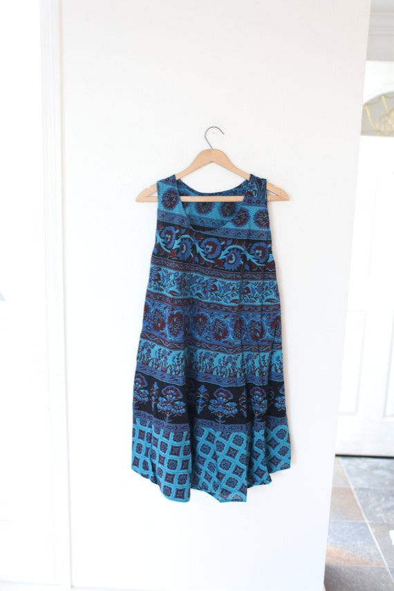 vintage purple & blue bohemian sleeveless tunic m