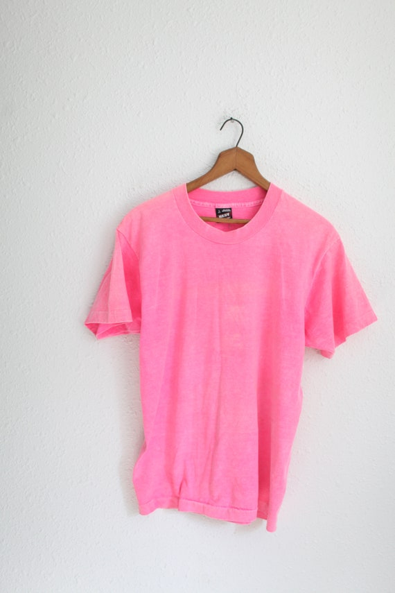 vintage 90s neon hot pink  faded  t shirt #0486