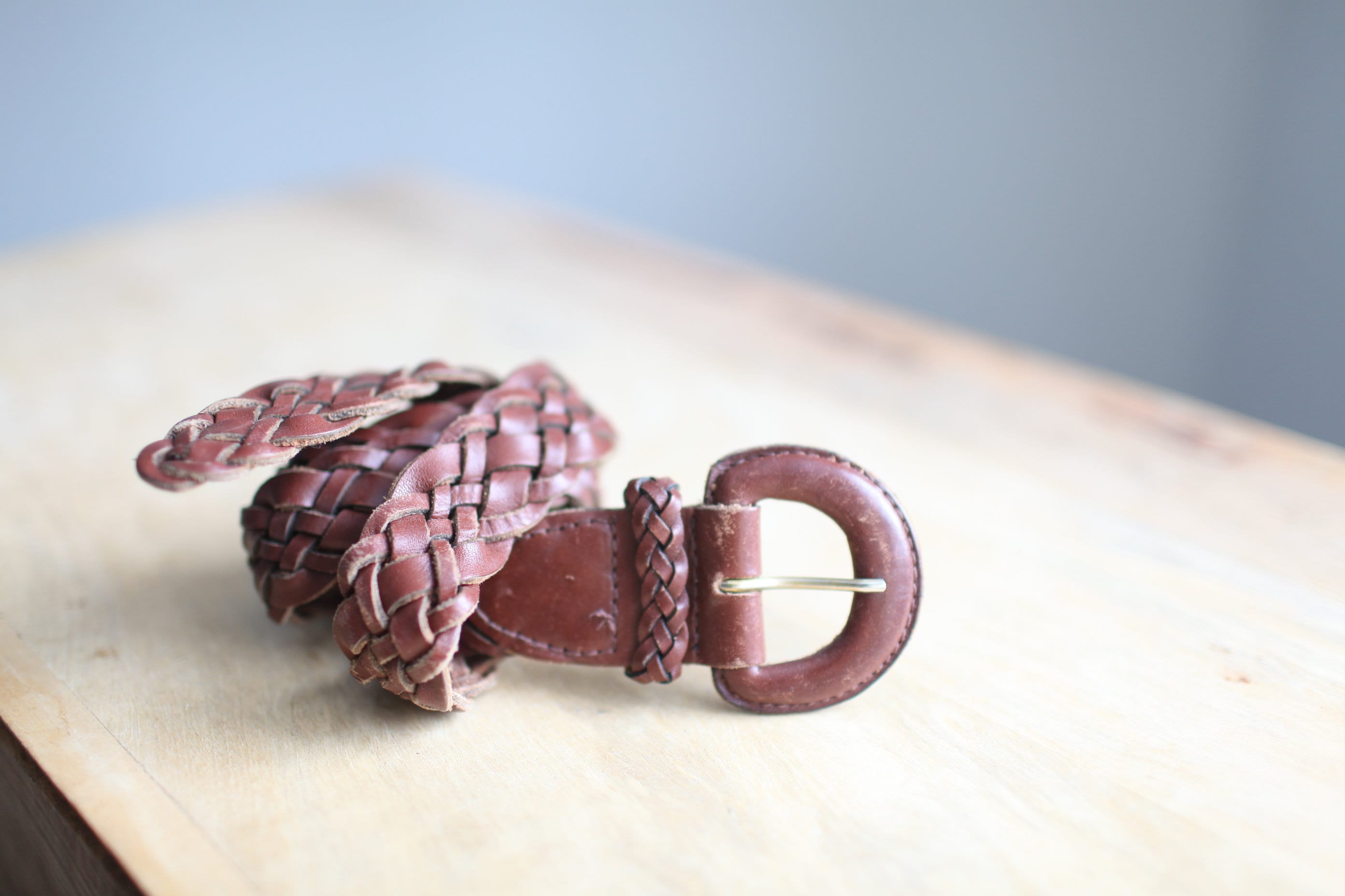 Vintage 90s Forenza Woven Braided Brown Leather Belt - Etsy display picture 2