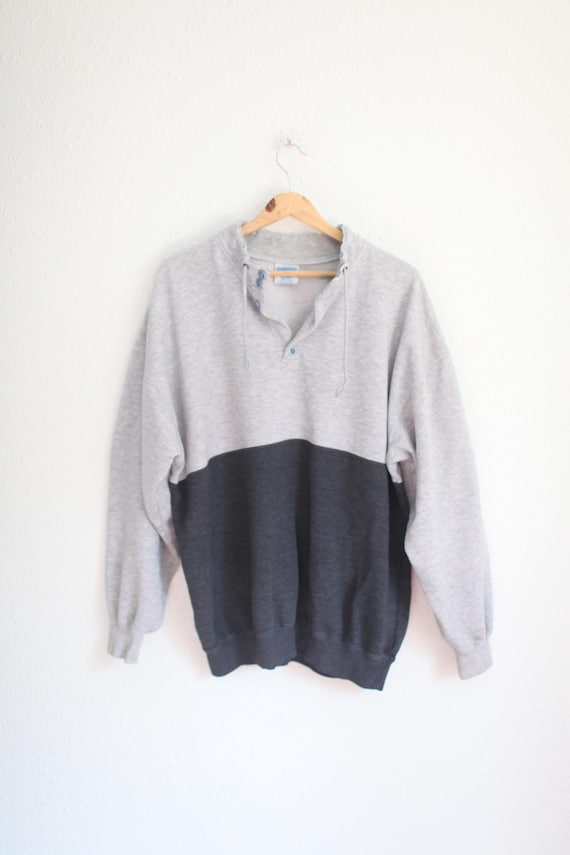 vintage 90s navy bleu &  gray  oversized pullover sweatshirt XL  #0345