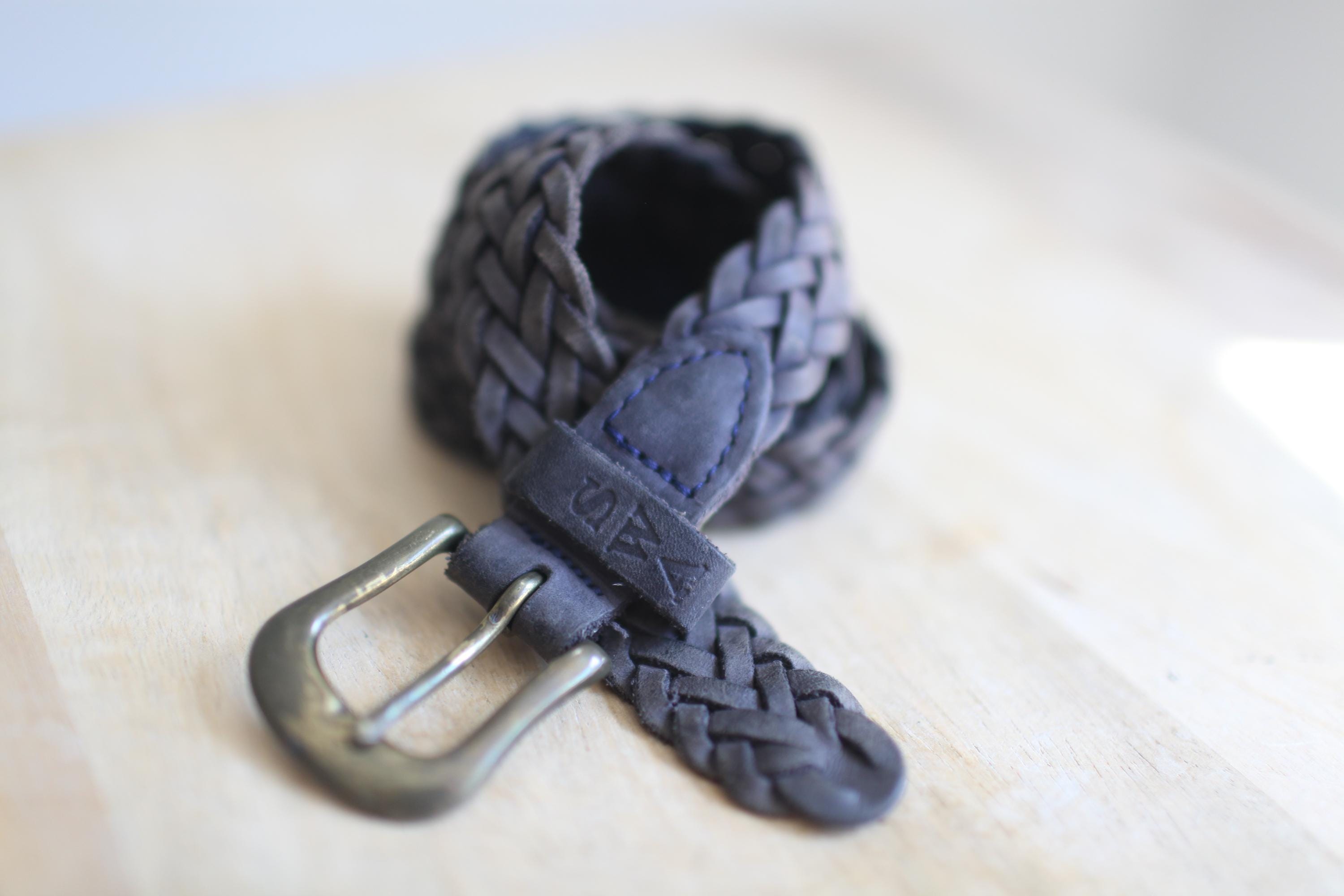 Vintage 90s Woven Braided Black Leather Belt Brass Buckle - Etsy