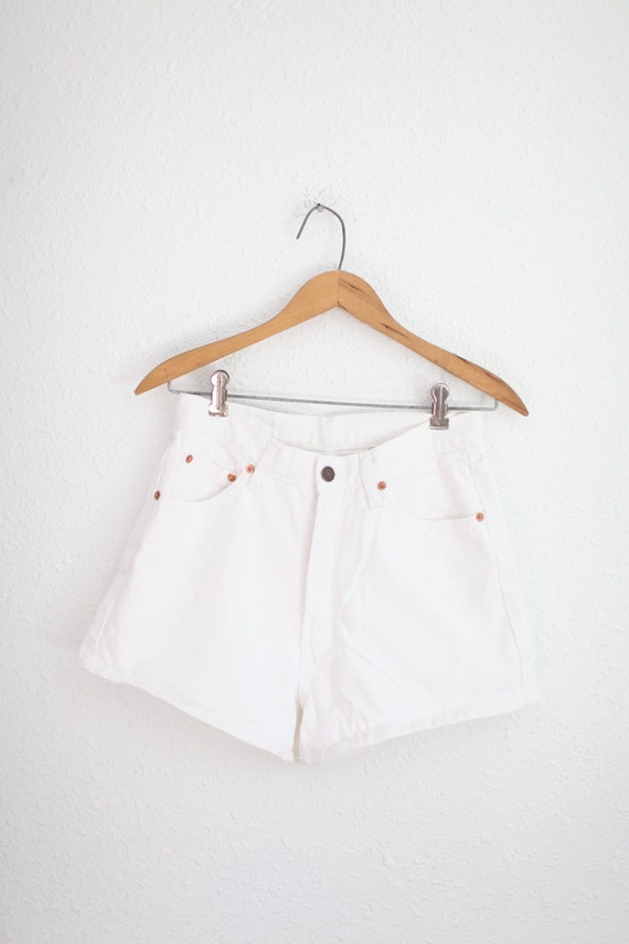 vintage 90s jordache white  high rise jean shorts… - image 1