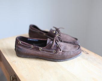 vintage 90s dexter brown  leather oxfords boat shoes mens 11