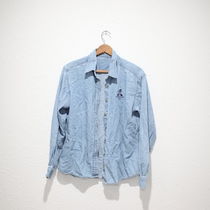 vintage spokane 911 blue chambray jean denim shirt #0769