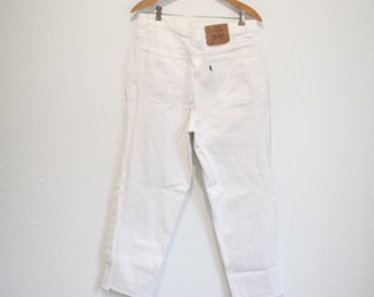vintage 80s levis 517 white cropped jeans denim 32 x 27 #0291