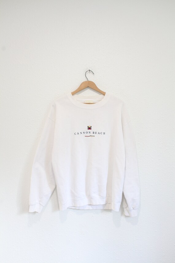 vintage 90s cannon beach oregon white crewneck swe