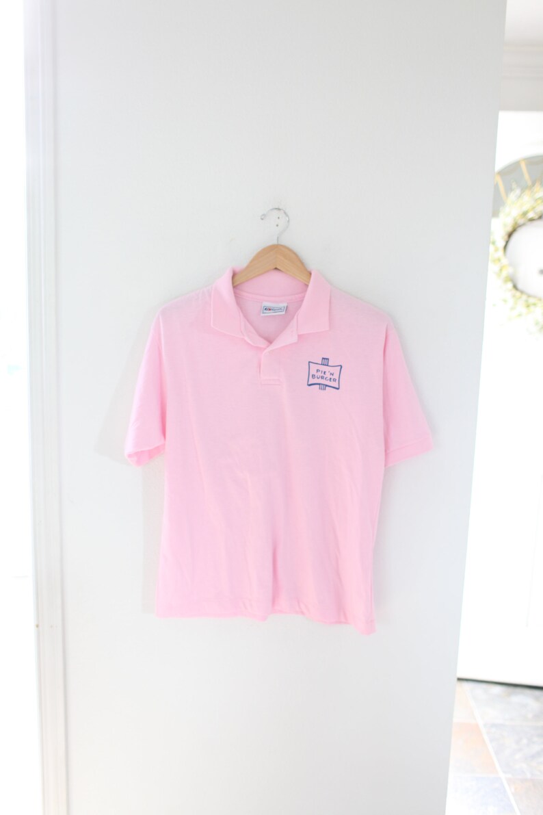 vintage 80/'s pie /'n pig pink polo shirt #0780