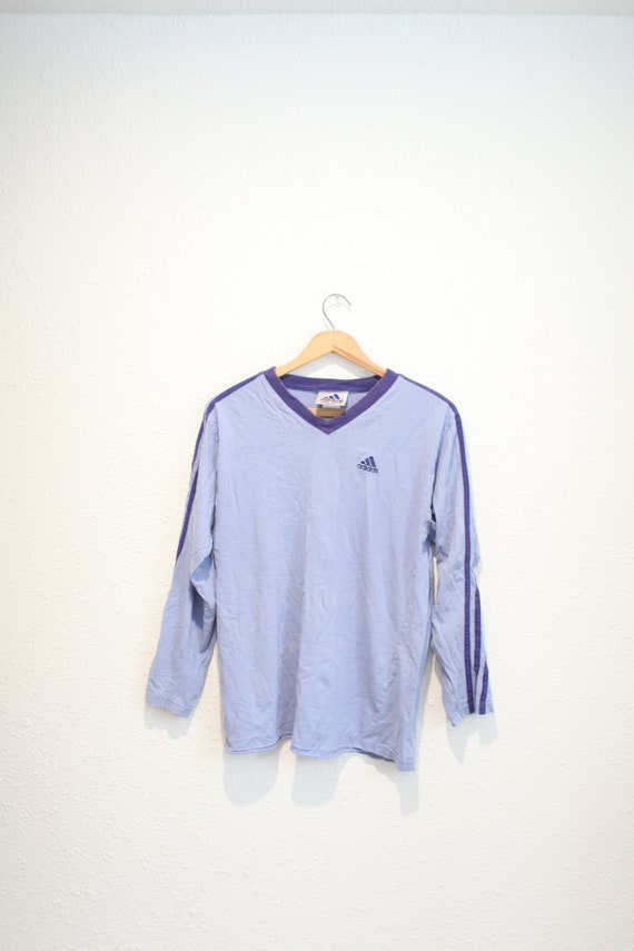 Vintage s Adidas Periwinkle Blue Long Sleeve T Shirt    Etsy