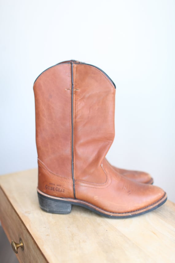 vintage  brown  leather cowboy boots mens 11 - image 1
