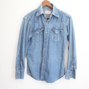 シャツ/ブラウス(長袖/七分) VINTAGE CLOTHING 50SWESTERN DENIM Stevenson Cody Snap Shirt - Washed Down Indigo Denim