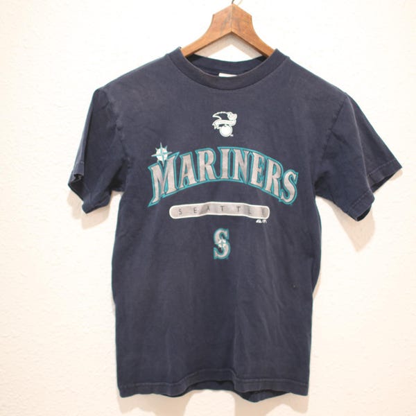 vintage 90s seattle mariners  majestic navy blue  t shirt S #0501