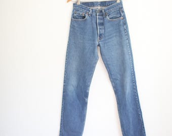 vintage 80s levi's 501 jeans  button fly denim 28 x 35  #0597